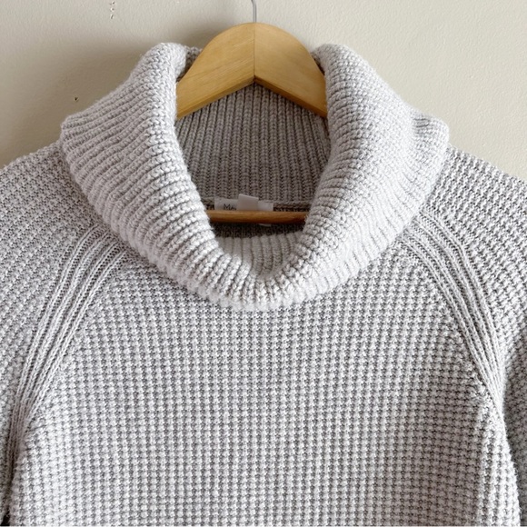 Market & Spruce Cotton Turtleneck Knit Sweater with thumbholes in Light Grey, S - Picture 3 of 12